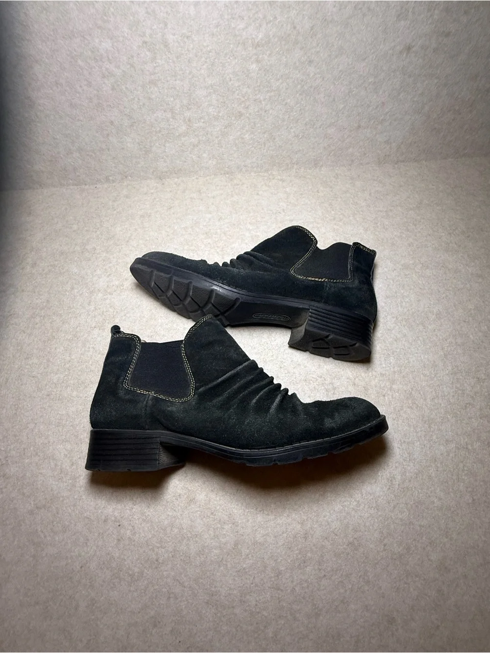 Montana Artisan Crafted Black Leather Suede Ankle Boots Booties Size 7 1/2 M
